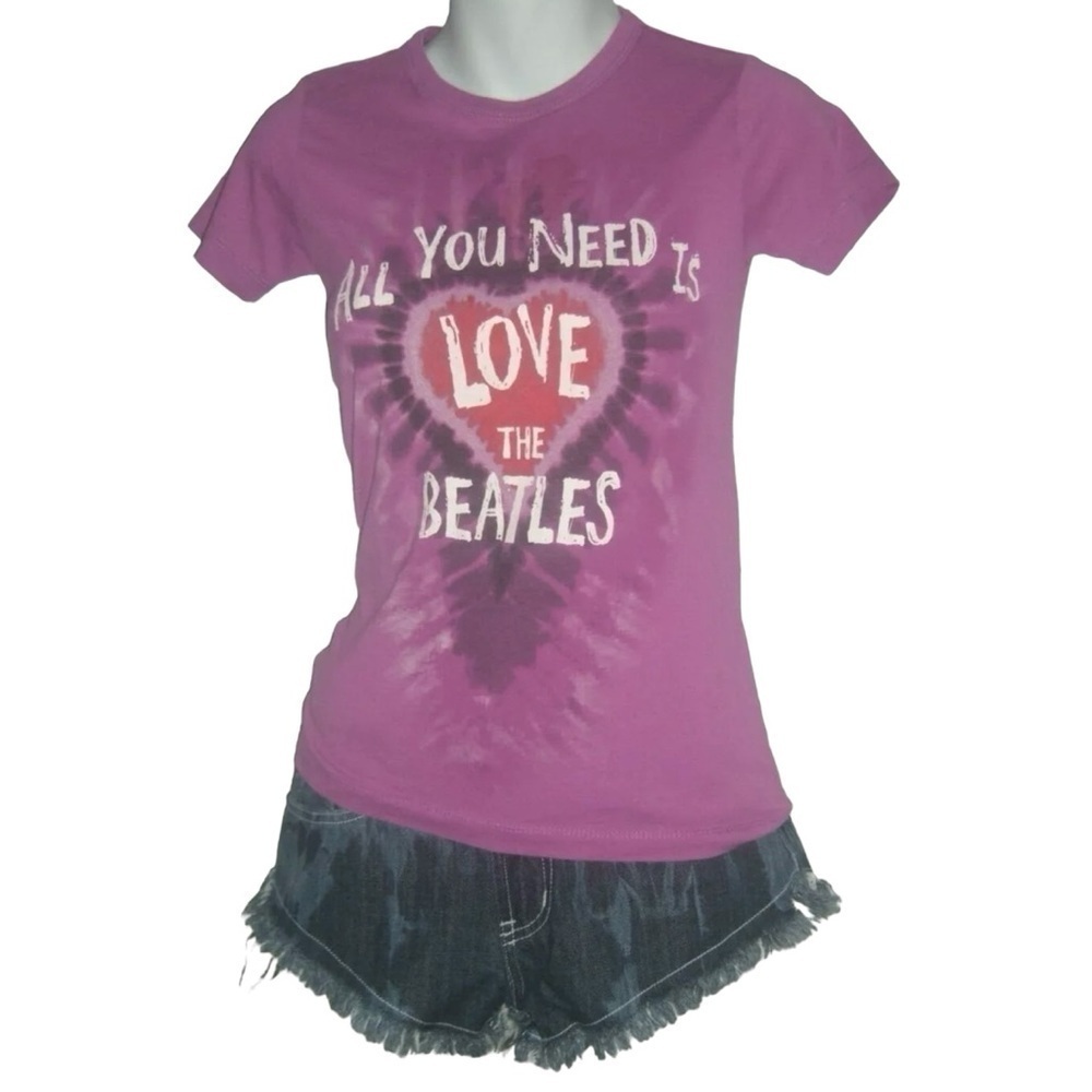 Beatles Tee Shirt Pink Tie Dye All You Need Is Love McCartney Lennon Band Boho - Picture 3 of 9